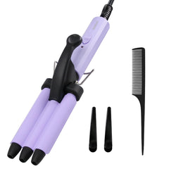 Mini Hair Crimper janelove 1/2 Inch Beach Waves Curling Iron Hair Waver for Short & Medium Hair with 3 Ceramic Barrels Home and Travel Friendly Crimper Hair Tool Dual Voltage 392℉ Fast Heating